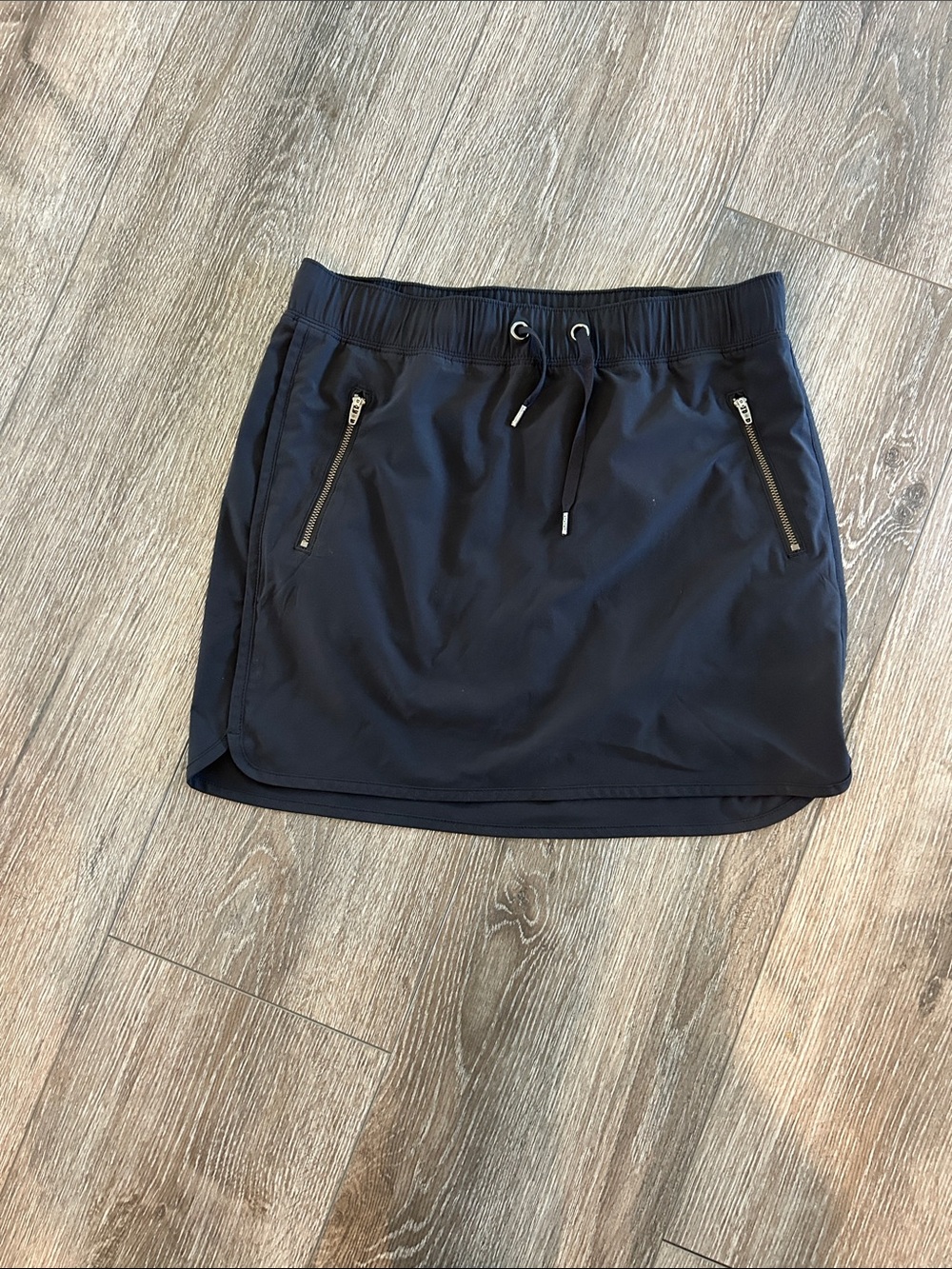Athleta Black Drawstring Active Skort with Zip Pockets